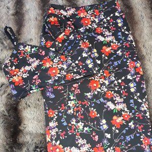 Express Multicolor  Floral Print Pencil Skirt Set